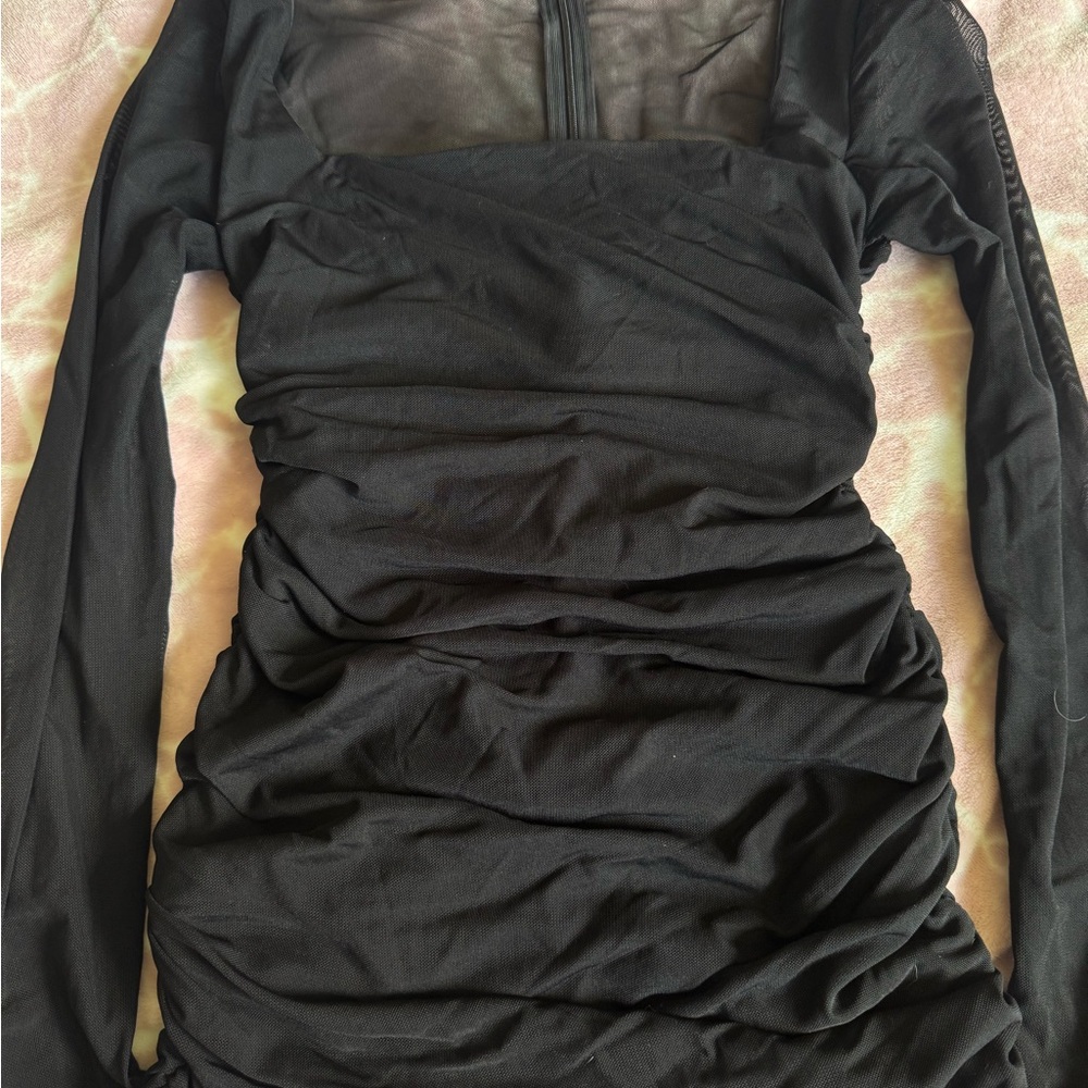 Elegant Black Ruched Dress